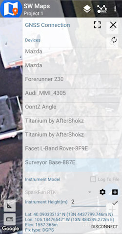 List of BT Devices in SW Maps